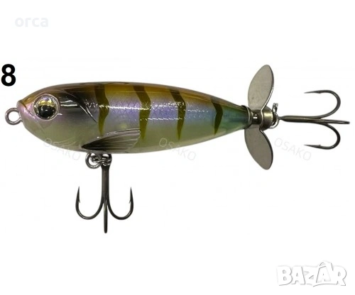 Воблер OSAKO Floating 6.5 см 9 г повърхностен с въртяща перка PRO, снимка 9 - Такъми - 53010234