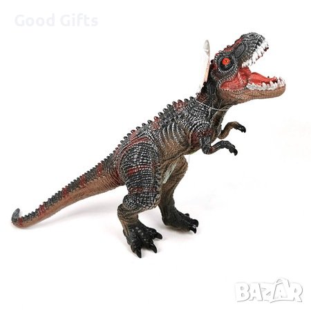 Гумен динозавър със звук, кафяв, снимка 2 - Фигурки - 38099233