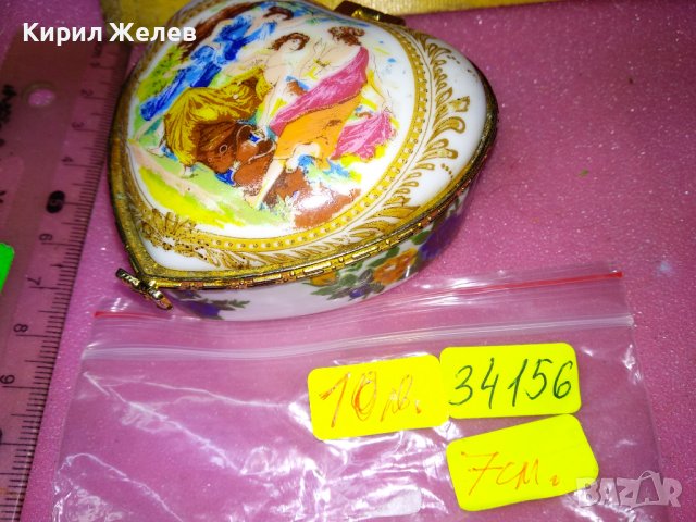 КРАСИВА ПОРЦЕЛАНОВА КУТИЙКА За БИЖУТА - СЪРЧИЦЕ с ДРЕВНОГРЪЦКА ТЕМАТИКА на КАПАЧЕТО 34156, снимка 11 - Други ценни предмети - 44312210