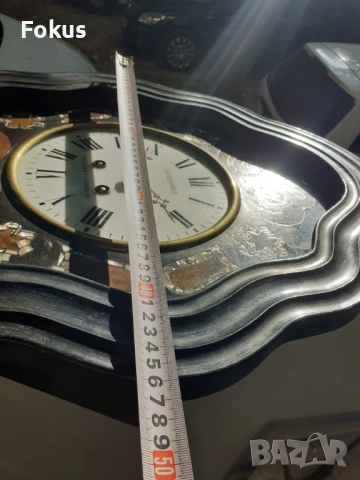 Страхотен антикварен стенен часовник с интарзии от седеф, снимка 6 - Антикварни и старинни предмети - 53294687