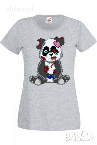 Дамска Тениска Panda Bear Zombi Gamer STAGE 2,Изненада,Повод,Подарък,Празник, снимка 7 - Тениски - 37640055