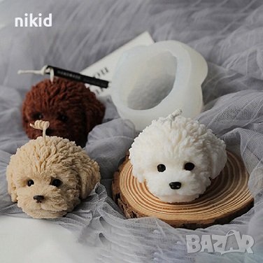 3d Голяма Кучешка глава куче Йорки Пудел силиконов молд форма шоколад гипс декор свещ, снимка 2 - Форми - 37736183