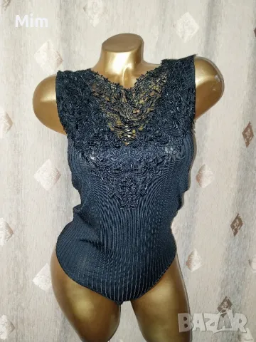 S/M Черно боди с богата рязана бродерия , снимка 6 - Корсети, бюстиета, топове - 47401329