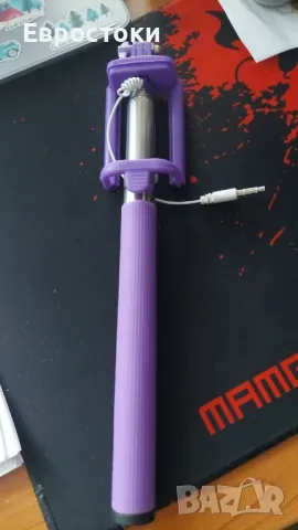 Ръчен кабелен компактен селфи стик за смартфон. Черно-розово, лилаво, снимка 6 - Селфи стикове, аксесоари - 48456681