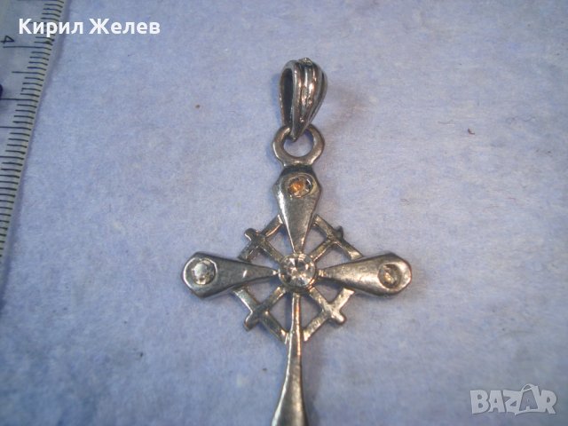 КРАСИВО ПОСРЕБРЕНО СТАРО КРИСТАЛНО КРЪСТЧЕ АЖУРНО 19698, снимка 7 - Колиета, медальони, синджири - 36950357