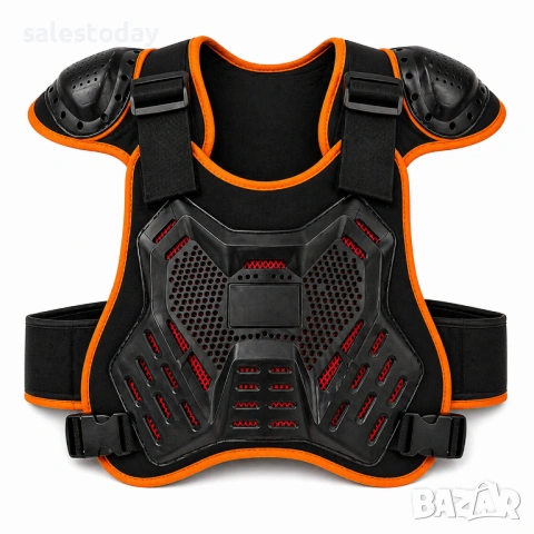 Детска ризница за велосипед, скутер + наколенки с оранжев кант