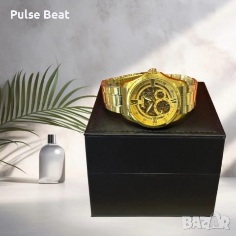 Златист мъжки часовник LEIYI с модерен дизайн циферблат, снимка 5 - Мъжки - 52055527