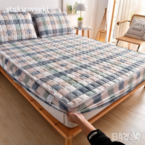 Капитониран чаршаф от нетъкана материя 1,80 x 2,00 м + 2 калъфки + Подарък Зимен юрган с овча вълна , снимка 2 - Спално бельо - 54101010