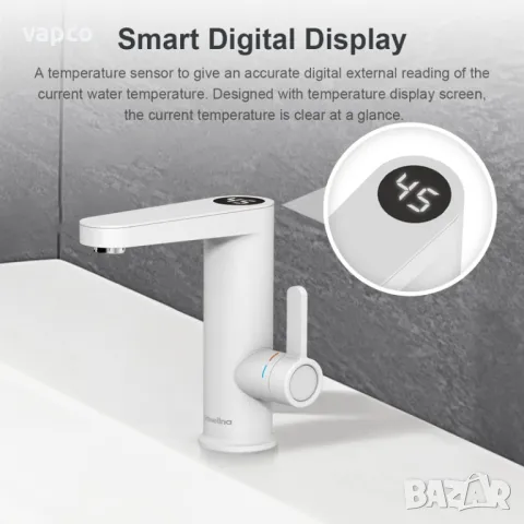 Проточен смесител с нагревател за кухня и баня Briwellna BP21-Black, снимка 6 - Смесители - 49438469