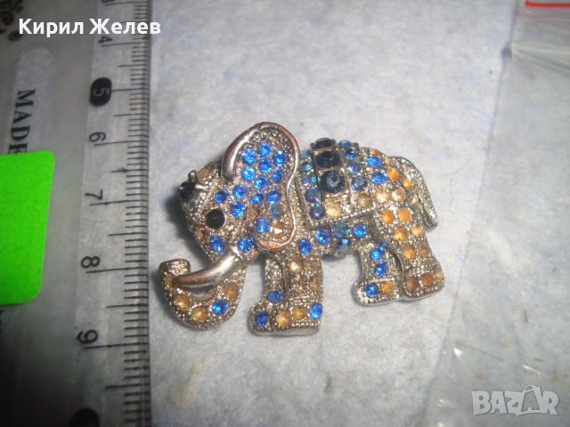 СТАРО ПОСРЕБРЕНО СЛОНЧЕ ФИГУРАЛНА АРТ БРОШКА с КРИСТАЛИ 29495, снимка 9 - Други - 37692695