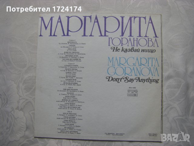 ВТА 11942 - Маргарита Горанова. Не казвай нищо, снимка 4 - Грамофонни плочи - 31518511