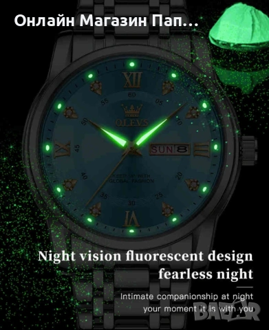 OLEVS 5513 Мъжки кварцов часовник с двоен календар и диамантени индекси, водоустойчив, снимка 16 - Мъжки - 52349057
