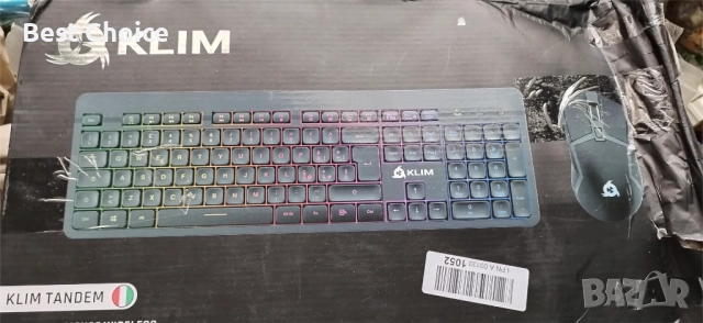 Комплект безжична геймърска клавиатура и мишка KLIM Tandem. 