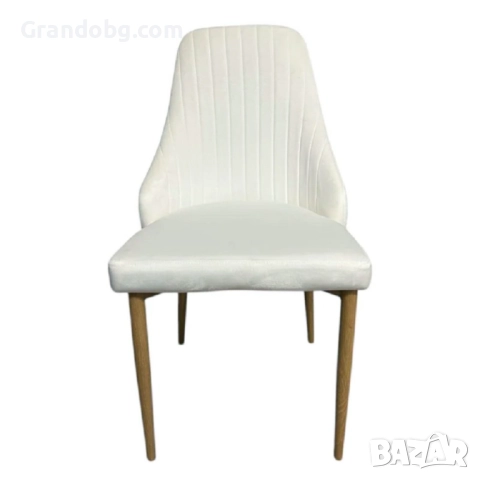 Елегантен стол Елина - млечнобял - до 150кг., снимка 4 - Столове - 52253141