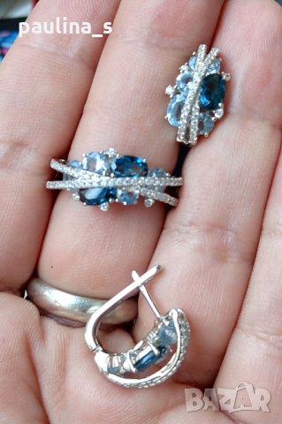 Сребърен комплект с топаз, нано емералд и циркон - проба 925 , снимка 5 - Бижутерийни комплекти - 29262903
