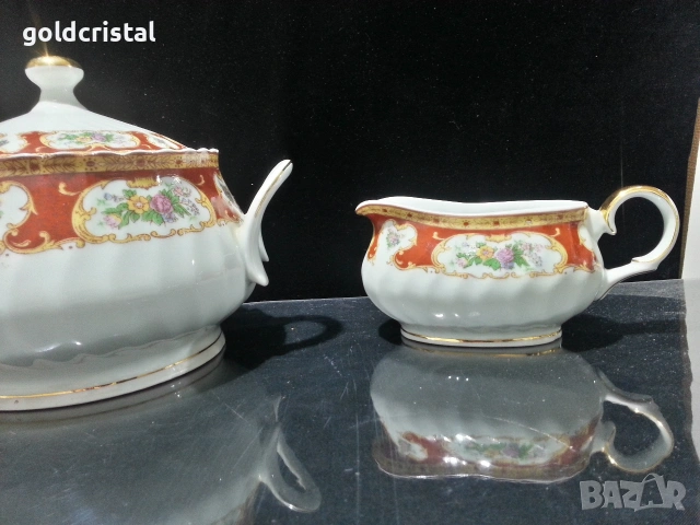 Стар български порцелан китка супник сосиера солници, снимка 2 - Антикварни и старинни предмети - 53135897