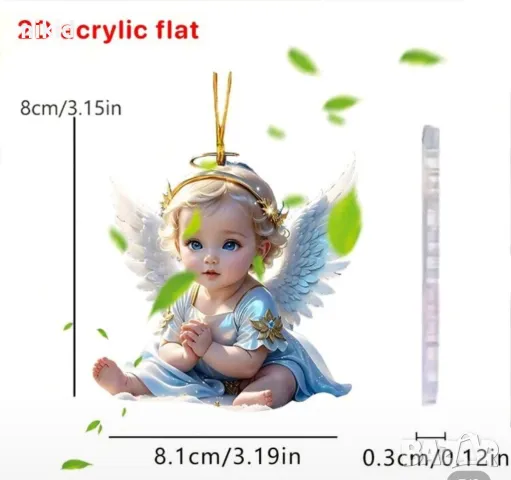 2D Акрилен топер Нежно дете бебе ангел фея висулка украса декор статуетка, снимка 3 - Други - 50182997
