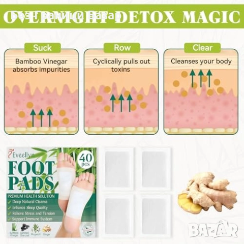 Нови Билкови детокс пачове за крака сън с бамбук и пелин – 40 броя, снимка 5 - Други - 52002276