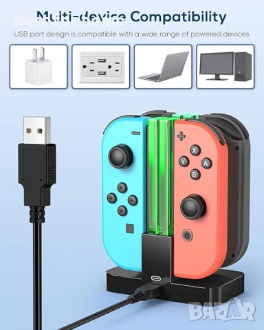 FYOUNG Докинг станция за зареждане за Switch и зарядно за Switch OLED конзола за Joy Cons, снимка 6 - Аксесоари - 50630700
