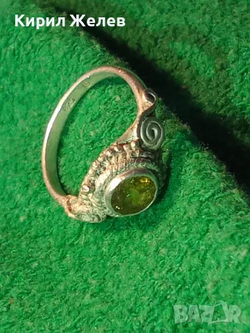 СТАР СКЪПЕЦЕНЕН СРЕБЪРЕН ПРЪСТЕН СРЕБРО 925 с РЪЧНО ФАСЕТИРАН НАТУРАЛЕН ПЕРИДОТ с ИНКЛУЗИИ 48621, снимка 18 - Антикварни и старинни предмети - 50136172
