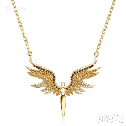 Нежно дамско колие с висулка феникс с камъни  , снимка 3 - Колиета, медальони, синджири - 52889134