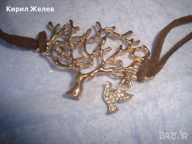 МНОГО КРАСИВА ПОЗЛАТЕНА ФЛОРАЛНА АРТ ГРИВНА с ФИГУРАЛНА ВИСУЛКА ГЪЛЪБЧЕ 15021, снимка 5 - Гривни - 37075961