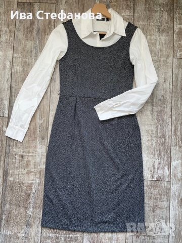 Комбинирана елегантна  рокля MEXX с бяла риза елегантна изчистена колежански училищен стил , снимка 17 - Рокли - 39721243