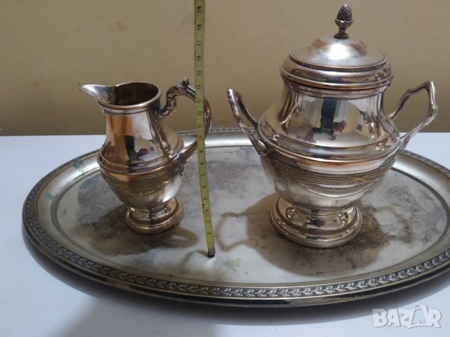 посребрен месингов сервиз арт деко, снимка 5 - Антикварни и старинни предмети - 38891709