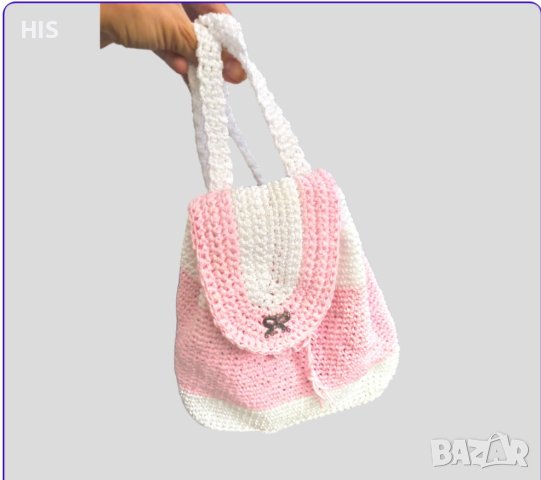 Розова раница, ръчно плетена, подходяща за малки и големи дами, снимка 2 - Раници - 42698340
