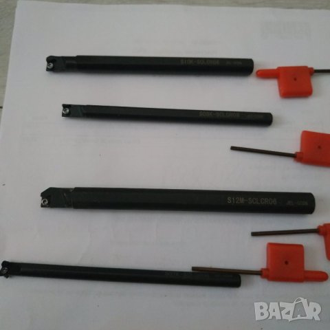 Комплект от 4 броя стругарски ножа 7, 8, 10 и 12 мм. SCLCR06 + 10 пластини, снимка 9 - Други инструменти - 39555378