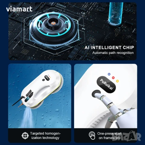 Робот за почистване на прозорци с автоматично пръскане PuRuiKai 309, снимка 5 - Прахосмукачки - 51423021