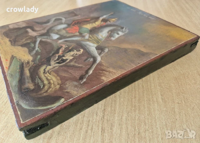 Стара Руска св.Георги Домашна Икона красива оригинал 19 век, снимка 10 - Антикварни и старинни предмети - 50779949