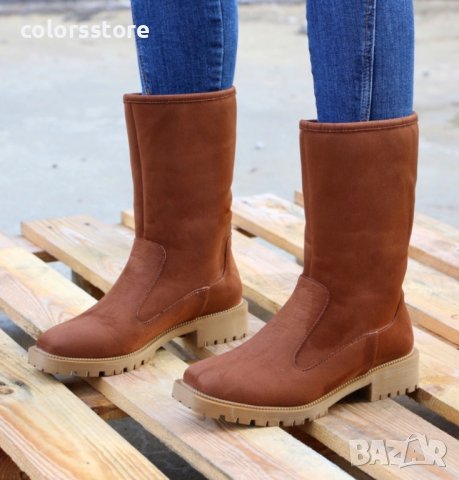 Равни боти - кафяв велур - DD20, снимка 2 - Дамски боти - 38093410