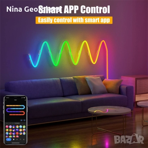 Неонови LED лентови светлини. Водоустойчиво осветление, 4.5 метра лента. , снимка 11 - Лед осветление - 51989230