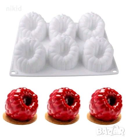 6 голяма 3D малина малини силиконов молд форма фондан шоколад гипс свещ мус десерти , снимка 3 - Форми - 51528482