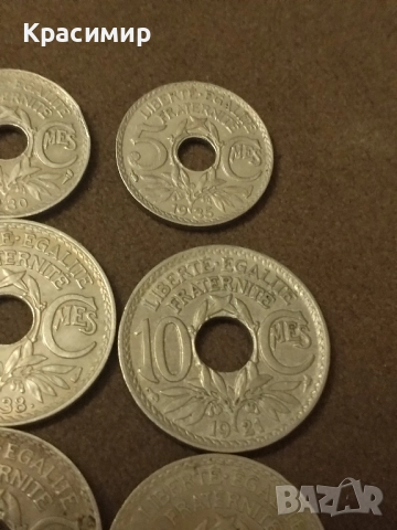 5-10 Сантима Франция 1921 г., снимка 12 - Нумизматика и бонистика - 51883153