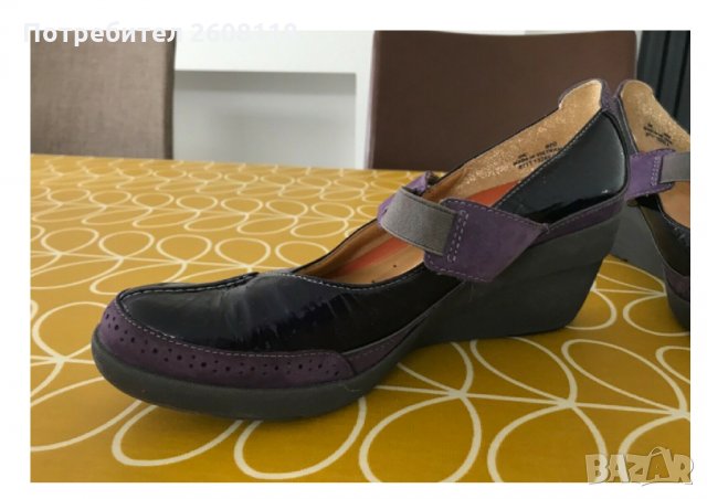 Clarks дамски - кожа, лачени, лилави - №40, снимка 3 - Дамски елегантни обувки - 29390061