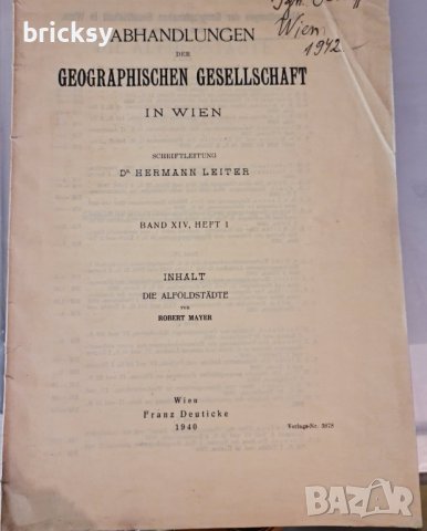 Abhandlungen der geographischen gesellschaft in Wien 1940, снимка 1