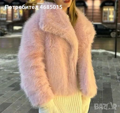 Розово пухено яке, снимка 3 - Якета - 53903665