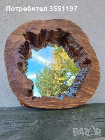 ОГЛЕДАЛО с рамка от дънер с жив вътрешен и външен ръб