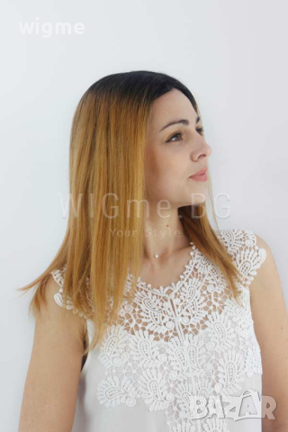Дълга тъмноруса перука от ЕСТЕСТВЕН косъм Стефани, снимка 2 - Аксесоари за коса - 37798928