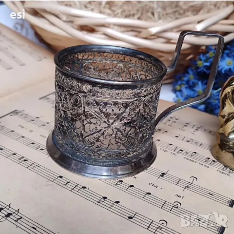 Руски посребрени антикварни стакани Филигран -, снимка 6 - Нумизматика и бонистика - 50374757