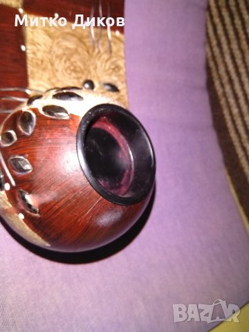 Дървен свещник в дървена чиния инкрустирана ръчна изработка, снимка 5 - Декорация за дома - 34015262