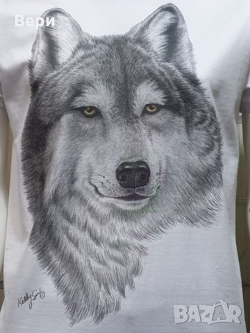 Страхотна нова мъжка тениска с дигитален печат Бял Вълк, Серия Вълци, снимка 3 - Тениски - 29104349