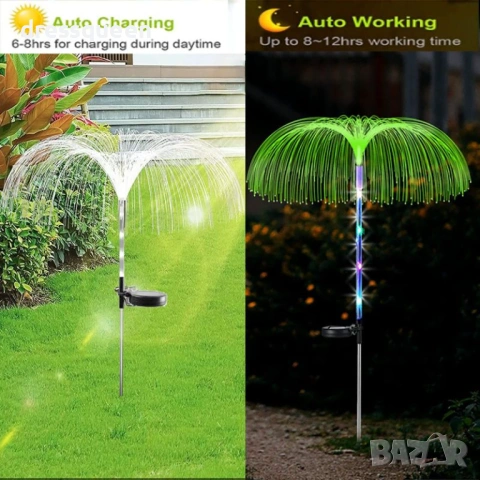 4469 Соларна LED лампа „Медуза“: Магическо сияние със 7 преливащи цвята за вашата градина, снимка 4 - Соларни лампи - 54066337