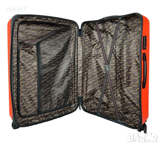 пътнически куфар+разширител 5см 5бр ABS удароустойчив 4 колела 360°, снимка 9 - Куфари - 44793086