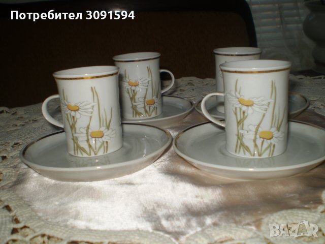 Стар Български порцелан комплект от 4 чаши за кафе, снимка 5 - Други ценни предмети - 39147202