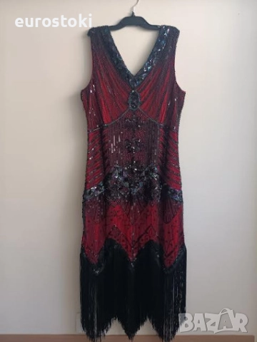 Дамски костюм в стил Гетсби, официална рокля Невероятната Гетсби с комплект аксесоари, дамска рокля , снимка 8 - Костюми - 52566554