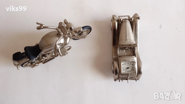 Метални мотор и ретро количка - часовници, снимка 3 - Колекции - 52790659