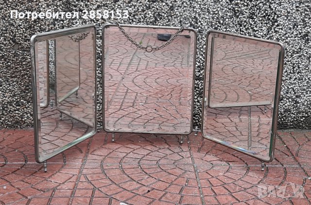 Военно офицерско сгъваемо огледало, триптих 19 в, снимка 7 - Антикварни и старинни предмети - 39869325